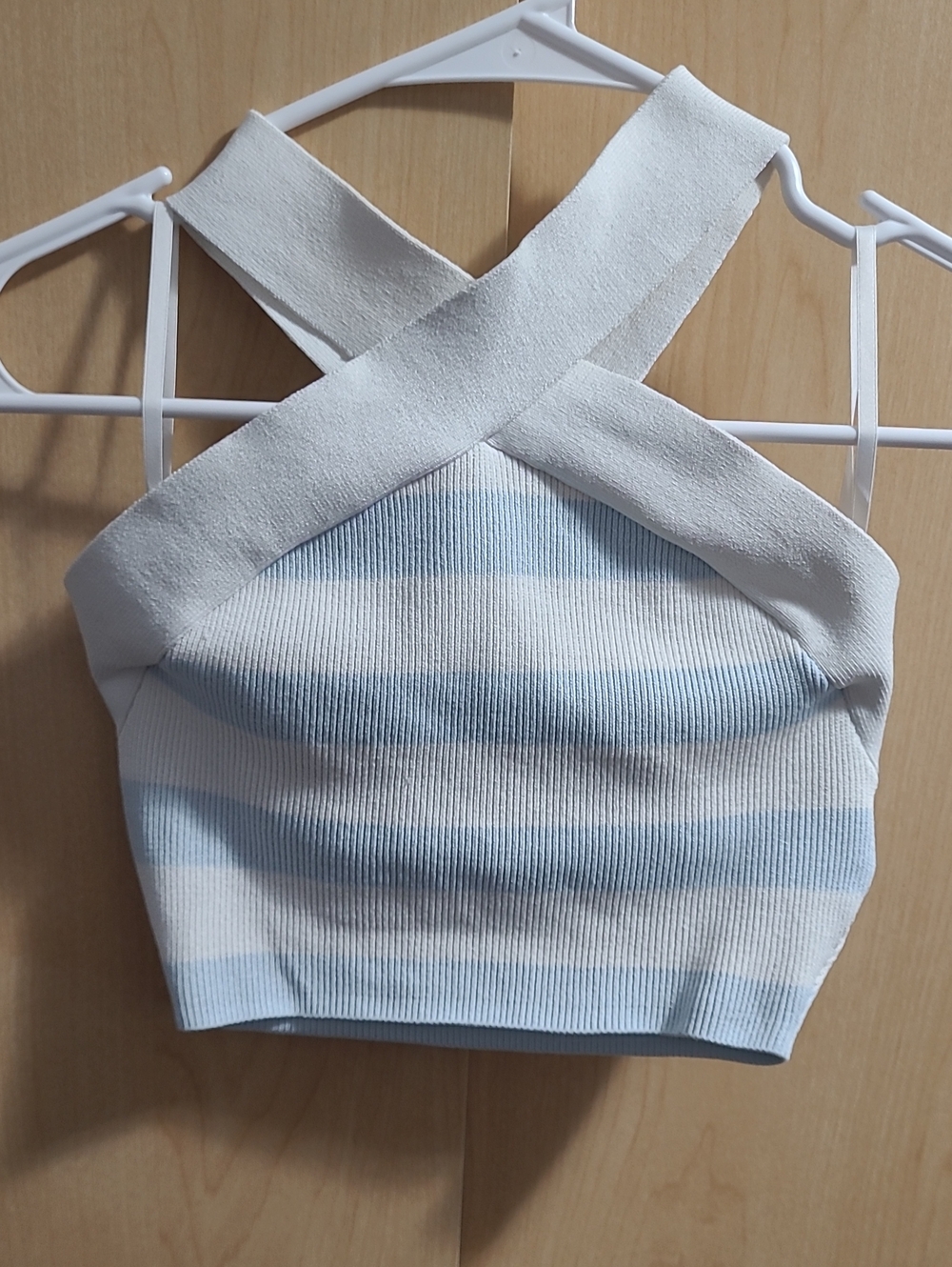 Aritzia - Babaton Sculpt Knit Cross Cropped Tank Top - Espace/Fluid Blue